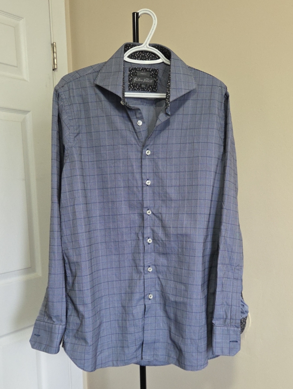 Antonio Valente Blue Windowpane Dress Shirt